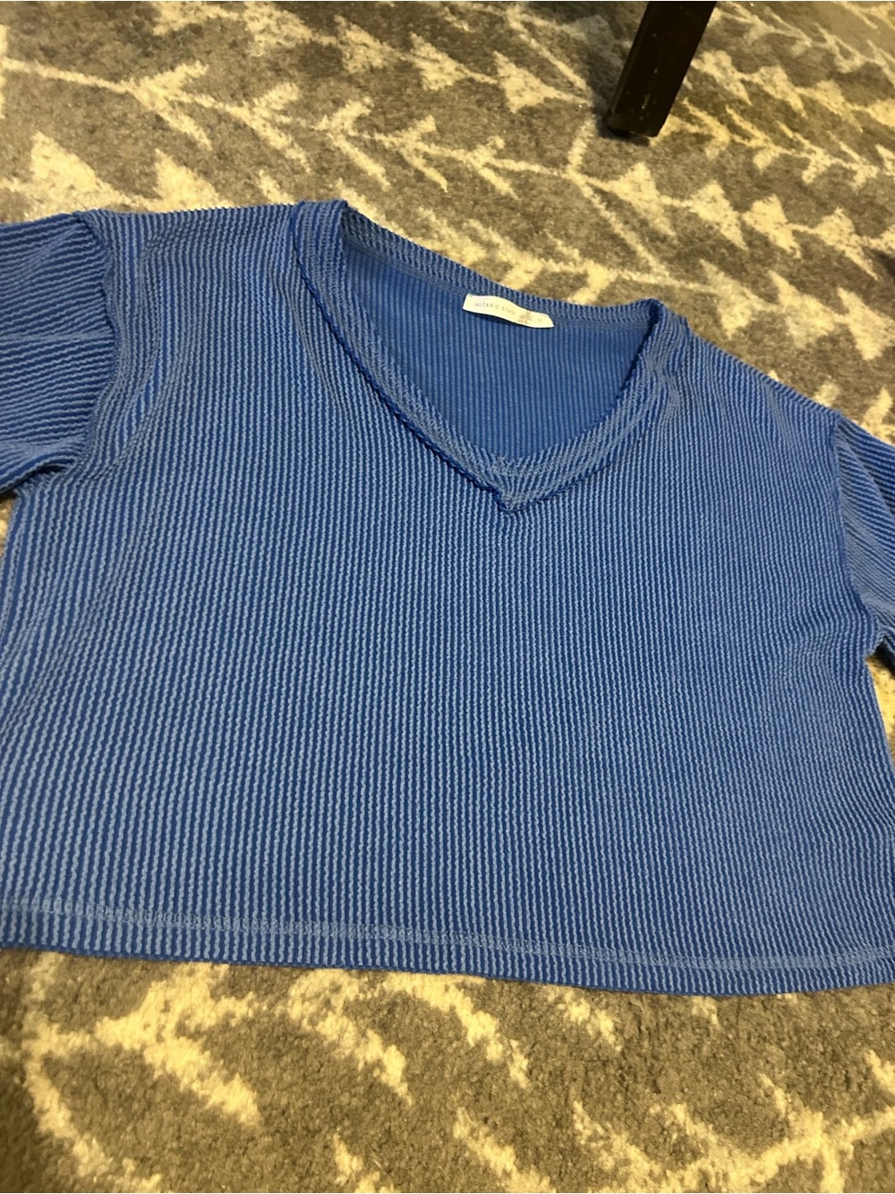 Altar'd State Blue Ribbed V-Neck Crop Top. Worn once!